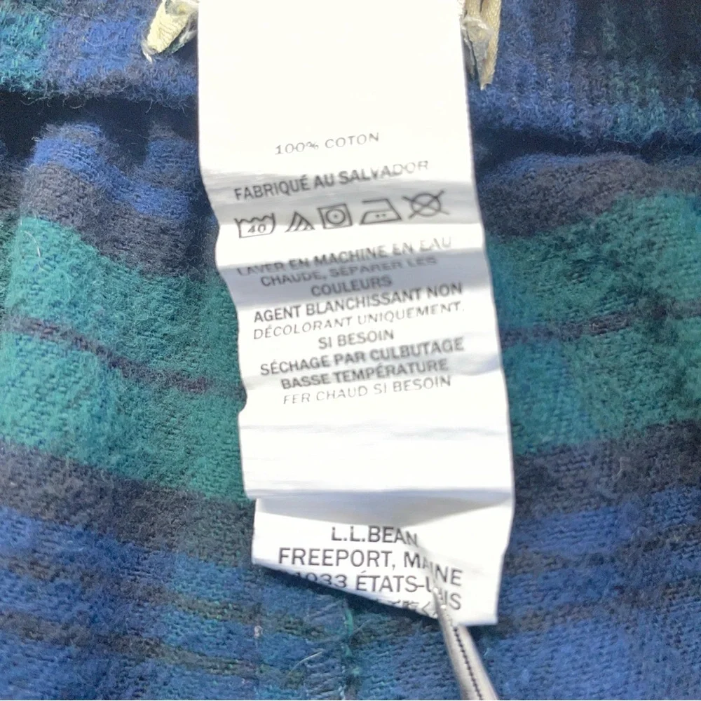 L L Bean sleep Pants Mens size M Scotch Plaid Flannel Cotton Drawstring Comfy
